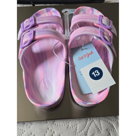 Cat & Jack Other - Cat & Jack Girls Pink Purple Tie Dye Buckle Sandals Size 13 NWT‎